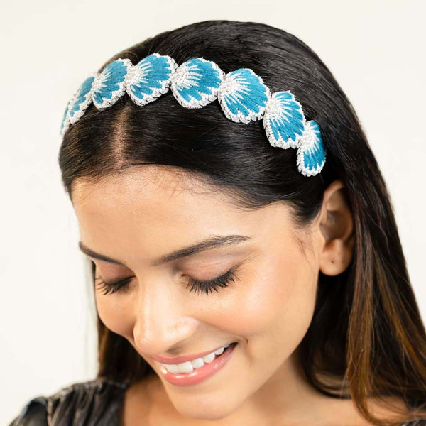 Crystal Shell Headband - Blue