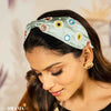 Mirrorwork Knotted Headband - Mint Green