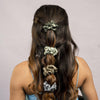 Green and Grey Silk Satin Scrunchies - Pack of Four
