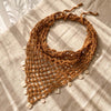 Bohemian Crochet Headscarf with Shell Charms - Brown -Small