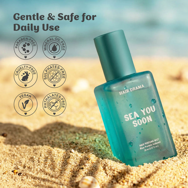 Sea You Soon Hair Perfume Mist, 20ml — Fresh Aquatic | 0% Alcohol with Rice Protein