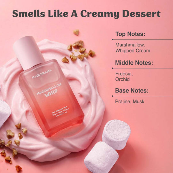 Long-lasting hair perfume with marshmallow, whipped cream, and musk - non-sticky daily use formula