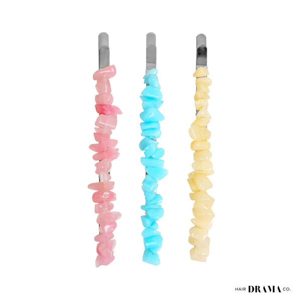 Marble Hair Pins - Set of 3 - Pastel