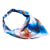 Abstract Headscarf Headband with elastic - Blue