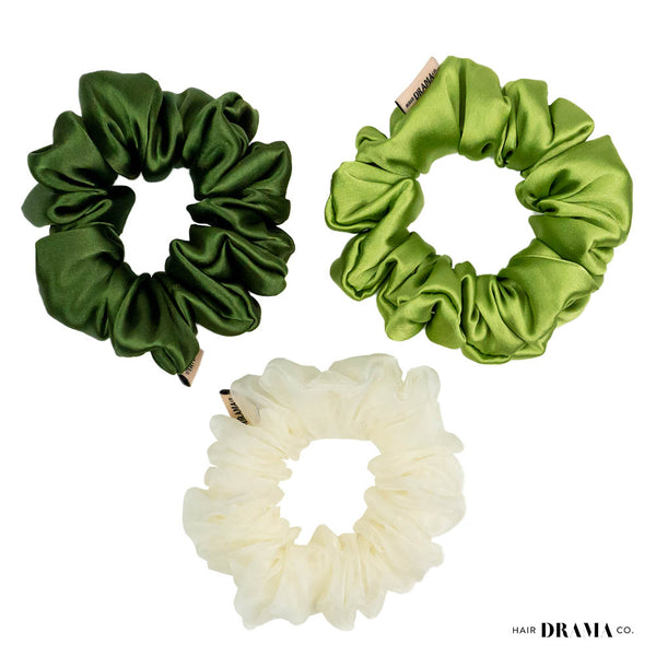Green Scrunchies Set- Set of 3