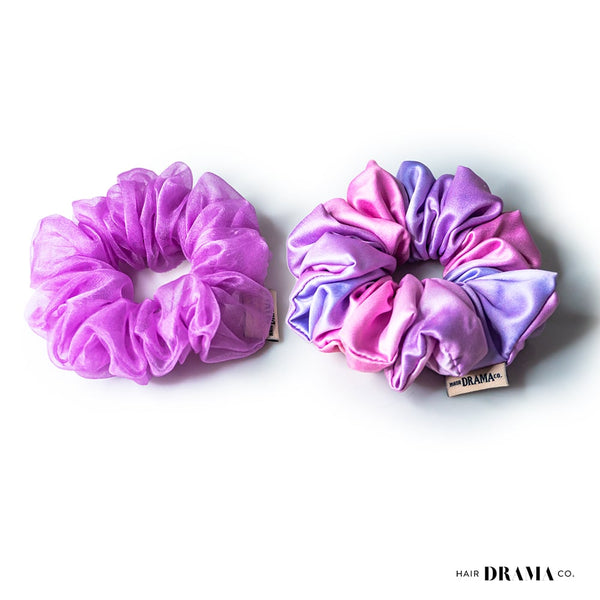 Lilac Tie-Dye Scrunchies - Set of 2