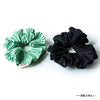 Pleated Scrunchies - Set of 2 - Green & Black