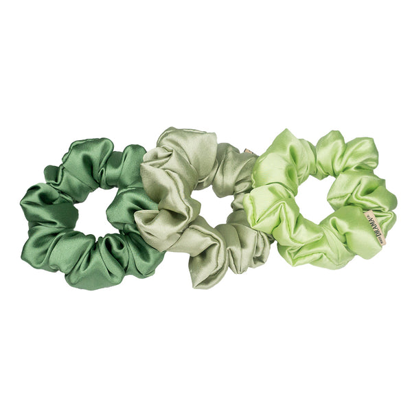 Love me Sage Satin Scrunchies - Set of 3