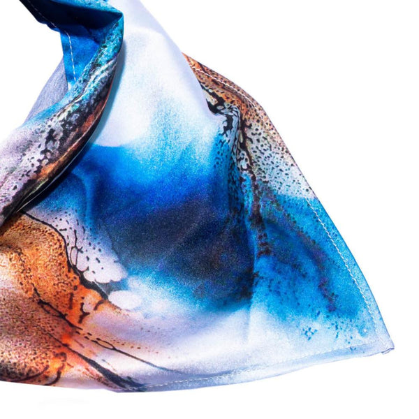 Abstract Headscarf Headband with elastic - Blue