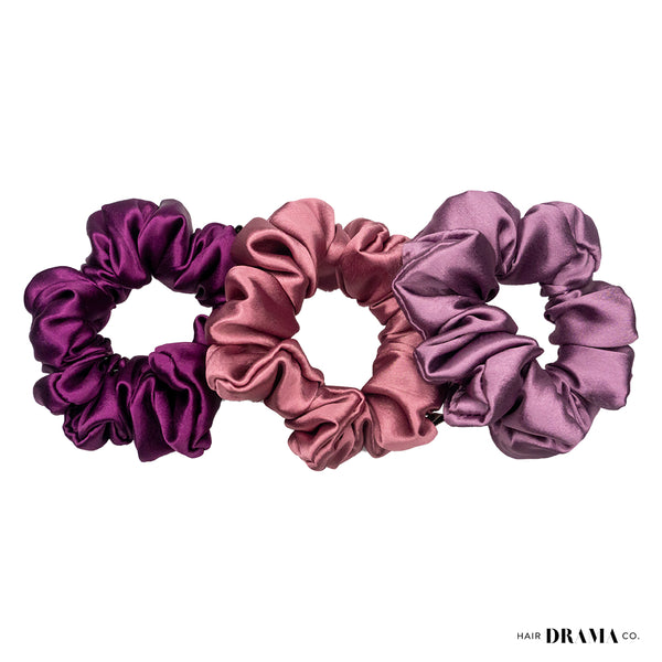 Periwinkle Satin Scrunchies - Set of 3