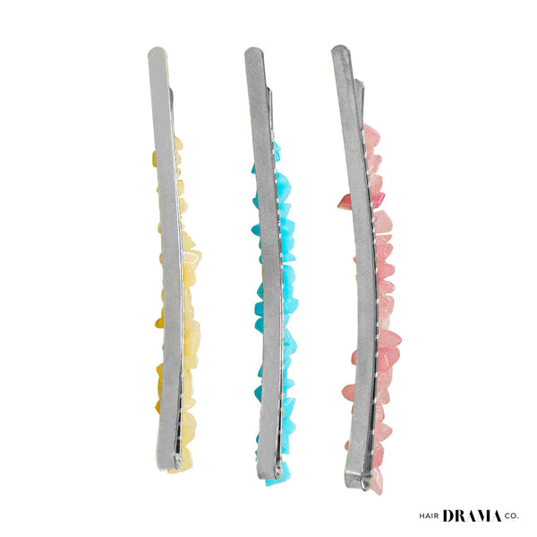 Marble Hair Pins - Set of 3 - Pastel