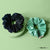 Pleated Scrunchies - Set of 2 - Green & Black