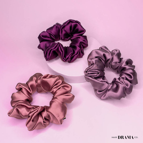 Periwinkle Satin Scrunchies - Set of 3