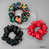 Fushcia Printed Satin Scrunchies - Set of 3
