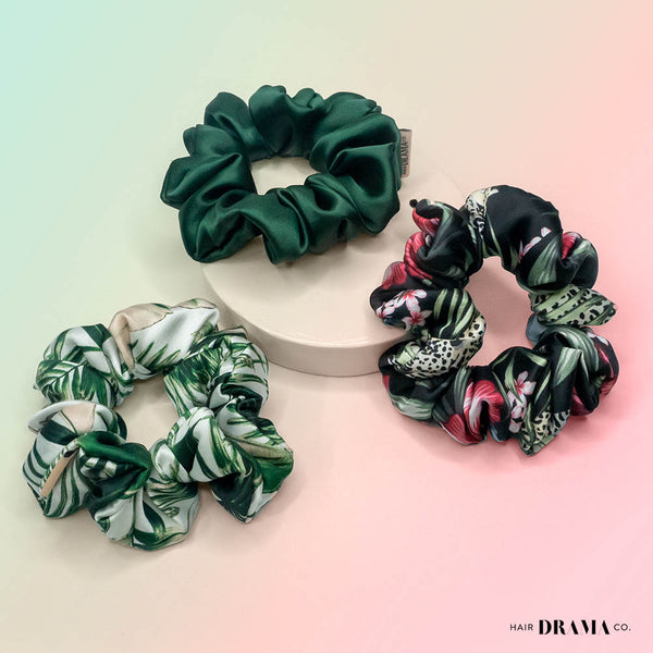 Tropical Satin Scrunchies - Set of 3