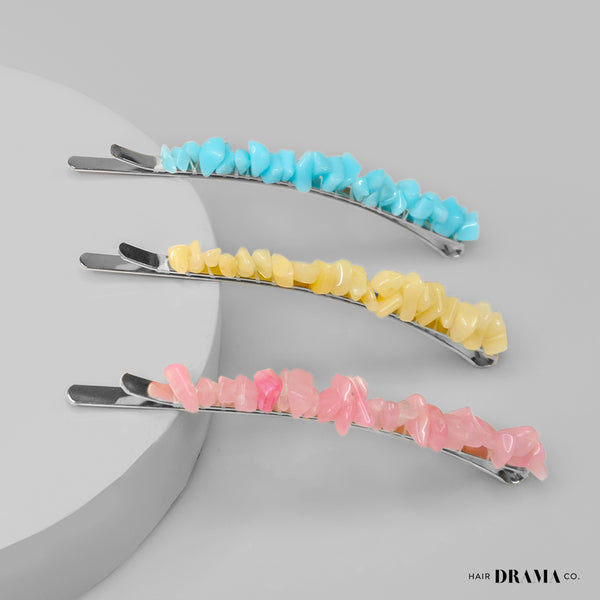 Marble Hair Pins - Set of 3 - Pastel