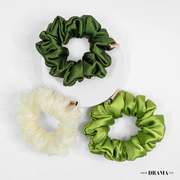 Green Scrunchies Set- Set of 3