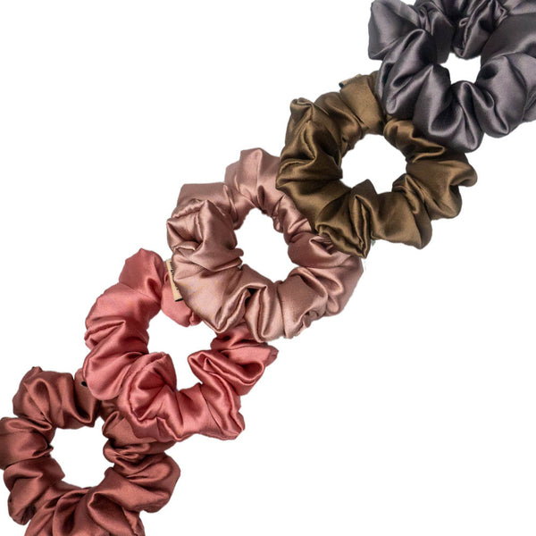 Pretty Pinks Satin Scrunchies - Set of 5