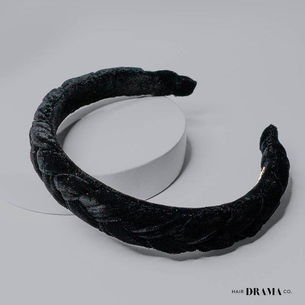Velvet Braided Headband - Black