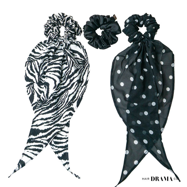 Monochrome Scrunchies - Set of 3