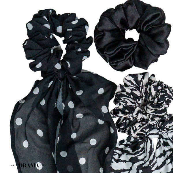 Monochrome Scrunchies - Set of 3