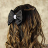 Embellished Velvet Hair Bow Alligator Clip - Black