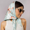 Blue Floral Satin Bandana Scarf