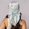 Blue Floral Satin Bandana Scarf