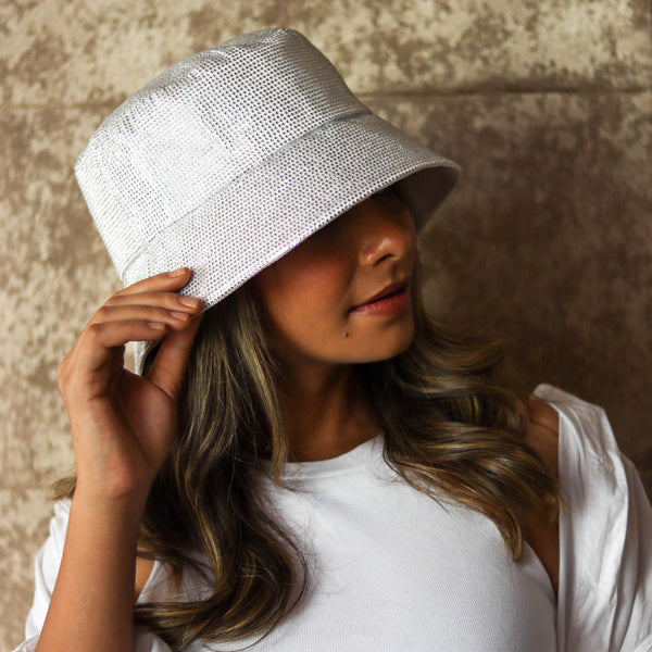 Crystal Bucket Hat - White