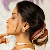 Oversized Dual color Organza Scrunchy with Gota Patti - Red & Beige