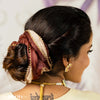 Oversized Dual color Organza Scrunchy with Gota Patti - Red & Beige