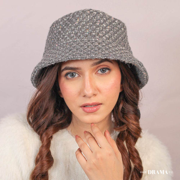 Light Grey Tweed Bucket Hat