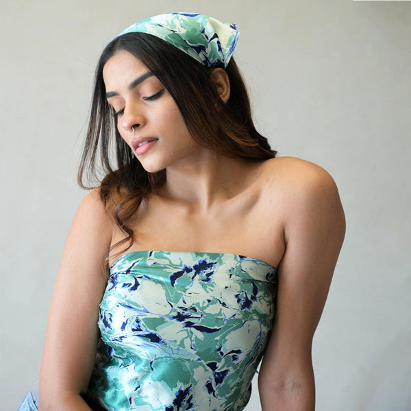 Abstract Patterned Bandana Scarf Headband - Green