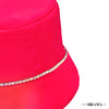 Silk Satin Bucket Hat with Rhinestones - Hot Pink