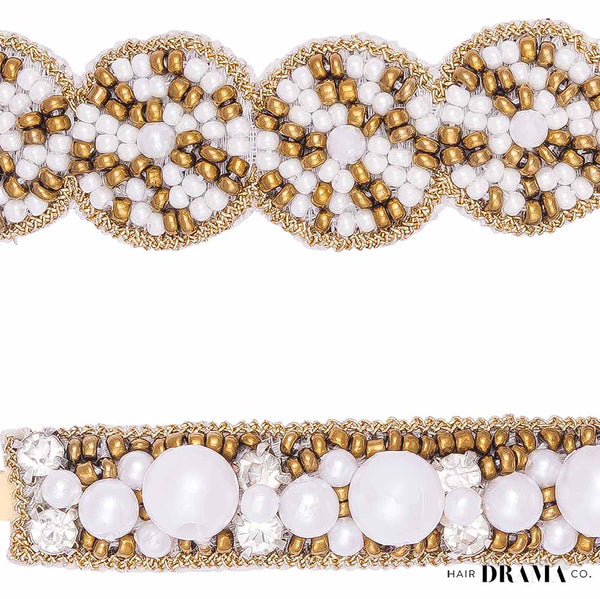 Pearl Embellished Hair Pins - Set of 2 - Gold