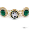 Gold Plated Hair Band for Women with Pearls and Crystals - Green