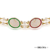 Gold Plated Hair Band for Women with Pearls and Enamel - Green and Red
