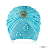 Blue Cutwork Turban with Shell Metal Broach