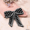 Embellished Velvet Hair Bow Barrette Clip - Black