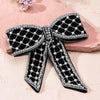Embellished Velvet Hair Bow Barrette Clip - Black