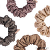 Luxury Scrunchies Set of 4 with Free Pouch - Neutral Crystal Gift Set