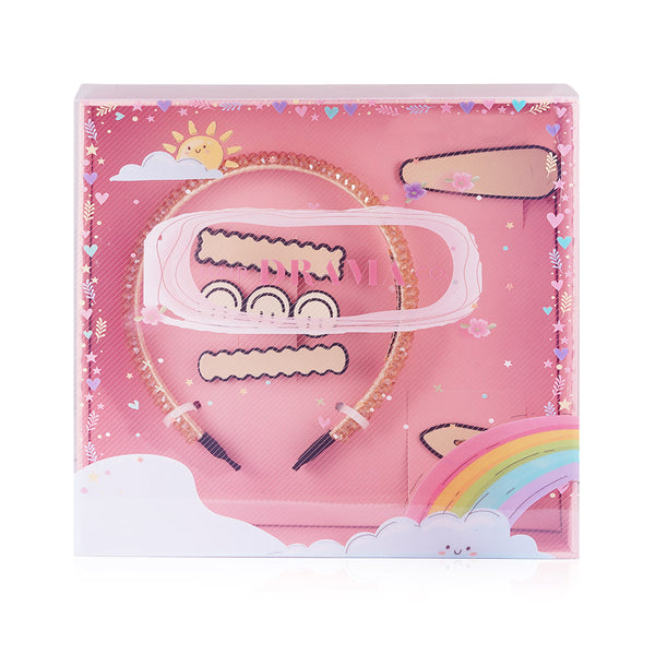 HDC 6 pieces Hair Accessories Gift Set with 1 Crystal Beaded Hair Band, 5 Alligator Hair Pins - Beige Neutral