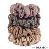 Luxury Scrunchies Set of 4 with Free Pouch - Neutral Crystal Gift Set