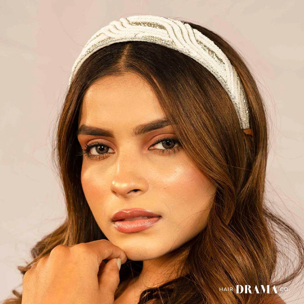 Embellished Flat Band - White