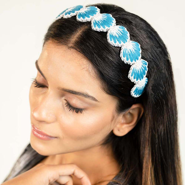 Crystal Shell Headband - Blue