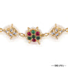 Gold Plated Hair Band for Women with Pearls and Polki - Red, White and Green