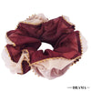 Oversized Dual color Organza Scrunchy with Gota Patti - Red & Beige