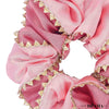Large Dual color Silk Satin Scrunchy with Gota Patti - Pink & Peach
