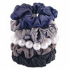 Luxury Scrunchies Set of 5 with Free Pouch - Neutral Gift Set