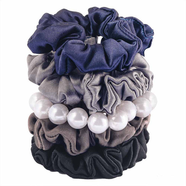 Luxury Scrunchies Set of 5 with Free Pouch - Neutral Gift Set
